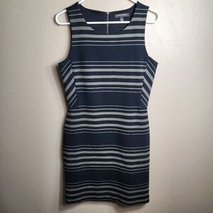 Banana Republic Wmns Black/Olive Variegated Stripe Sleeveless Sheath Dress |10|